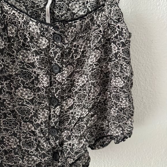 Free People Floral Top Boho Hipster Hippie Bohemian Indie Dark Flower Festival - Picture 5 of 6